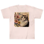 猫の世界のアールヌーボーな猫ちゃぁぁん ヘビーウェイトTシャツ