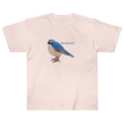 ゆるい生き物イラストグッズの幸せの青い鳥ルリビタキ ヘビーウェイトTシャツ