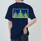 ハナドリカ SUZURI店の星々のクリスマスツリー ヘビーウェイトTシャツ