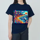 Ouga_の海岸が可愛く描かれた ヘビーウェイトTシャツ