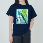 志瓜のSUZURIのカエルとアルトクラリネット ヘビーウェイトTシャツ