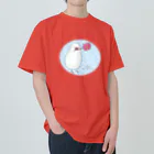 Cocotte Mottoのコスモスと文鳥 Heavyweight T-Shirt