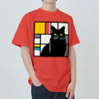 大人かわいい動物の世界の黒猫くん ヘビーウェイトTシャツ