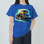 square屋のoil painting style vehicle シリーズ　(1910年代レトロ・ブルー) Heavyweight T-Shirt