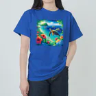 日本の風景 COOL JAPANの日本の風景:沖縄渡嘉志久ビーチの泳ぐ海がめ、Japanese scenery: Sea turtles swimming at Tokashiki Beach,Okinawa Heavyweight T-Shirt