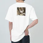 あゆのしおやきの猫(キジシロ) ヘビーウェイトTシャツ