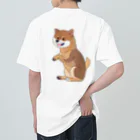 blue_7777　まねきねこショップの笑顔の柴犬 ヘビーウェイトTシャツ