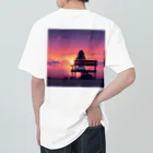 空が好きの夕日女の子① ヘビーウェイトTシャツ