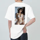 BeautifulLadyCollectionTokyoの恍惚とした表情で目を閉じる、白い下着のAI美女 Heavyweight T-Shirt