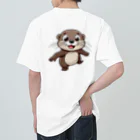 いろは物語のコツメカワウソがツーリング ヘビーウェイトTシャツ