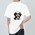 Shih Tzu Fanのシーズー（黒／白） ヘビーウェイトTシャツ