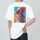 AQUAMETAVERSEのツバの広い帽子と春の花　ラフルール　1859 ヘビーウェイトTシャツ