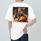 ひだまりの猫大好き！バスケ大好き ヘビーウェイトTシャツ