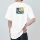 Mizのゆるハウスのサーフィンワンコ ヘビーウェイトTシャツ