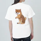 blue_7777　まねきねこショップの笑顔の柴犬 ヘビーウェイトTシャツ