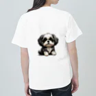 Shih Tzu Fanのシーズー（黒／白） ヘビーウェイトTシャツ