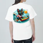 Surfing Dogの波乗りフレンチブルドッグ Heavyweight T-Shirt