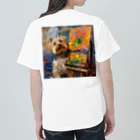 AQUAMETAVERSEの犬のぼくが画家だよ何か？ アメジスト 2046 ヘビーウェイトTシャツ