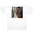 akatonbo1240の飼い主と愛情深いコミュニケーションを楽しむかわいいネコの姿🐱 Heavyweight T-Shirt