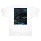 夜のアトリエのフルイドアートグッズ　夜の大海と夜の巨龍 Heavyweight T-Shirt