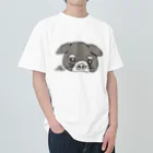 【ホラー専門店】ジルショップの犬＊イラスト＊鉛筆画＊絵＊ブサカワ ヘビーウェイトTシャツ