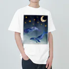 NEONEONの夜を泳ぐクジラ ヘビーウェイトTシャツ