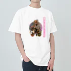 Mioluckypinkyの桜盆栽と猫 ヘビーウェイトTシャツ