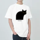 小鳥と映画館の猫背の黒猫ちゃん ヘビーウェイトTシャツ