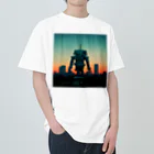 らぱその大きくて不気味なロボットのある夕景 ヘビーウェイトTシャツ