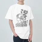 ki’s stampのWabisabiー椿(モノクロ) ヘビーウェイトTシャツ