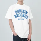 BURIKI'N RECORDSのブリキン定番ロゴ(スモーキーブルーロゴ) ヘビーウェイトTシャツ