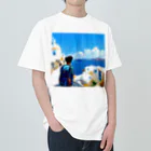 midjourney_travelerのサントリーニ島 ヘビーウェイトTシャツ