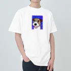 虹色PLUSの夜空を見上げて　ジャックラッセルテリア犬 ヘビーウェイトTシャツ