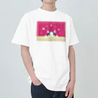 Esassy shopのマゼンタピンク！そっと覗く猫 Heavyweight T-Shirt