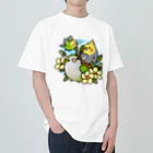 Cody the Lovebirdの仲良しインコ　セキセイインコ、オカメインコ、オキナインコ Chubby Bird ヘビーウェイトTシャツ