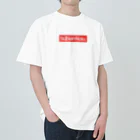 tom-pigeonの(スモールロゴ)極度スライドWHITE-RED ヘビーウェイトTシャツ