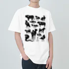 くねくね道のヨガガイコツ 動物ポーズ シルエット Heavyweight T-Shirt