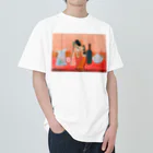 Yuhki | おばけのゆうき 公式オンラインショップ　【ちぎり絵・貼り絵のTシャツ・パーカー・スマホケース・バッグ・日用品・雑貨・文具・ドッグTシャツなど販売中】の油絵を描く猫 ヘビーウェイトTシャツ