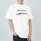 🐟日本の魚と仲間たち🦑のマサバ - Chub mackerel（真鯖、学名：Scomber japonicus） Heavyweight T-Shirt