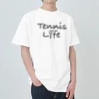 sports_tower スポーツタワーのテニス・TENNIS・ライフ・筆記文字・アイテム・デザイン・ラケット・ガット・イラスト・スポーツ・Tシャツ・サーブ・男子・女子・かっこいい・かわいい・選手・画像・ボール・王子・応援 ヘビーウェイトTシャツ