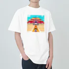 Ruru's worldの01ドット絵　ruruちゃん／三輪車でお散歩　首里城編 Heavyweight T-Shirt