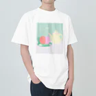 日々花々のチューリップ×ティーカップ Heavyweight T-Shirt