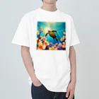青空クリエイトの海亀とプルメリア ヘビーウェイトTシャツ