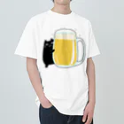 うさやの美味しいビールをゲットしてご満悦の黒猫 Heavyweight T-Shirt
