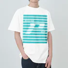 しろくろぷぅじぃのボーダー（しろぷぅ）青系 Heavyweight T-Shirt