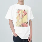 天道虫のPink Flower Hair Heavyweight T-Shirt