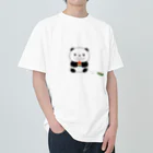ゆきいろデザインのスイカを食べるパンダ ヘビーウェイトTシャツ