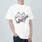 ツグミコウゲイの今から魚を3枚におろしますのねこさん ヘビーウェイトTシャツ