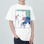 tafu tafuのかわいいポーズのしろぎんしま ヘビーウェイトTシャツ