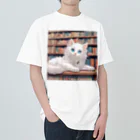 yoiyononakaの図書室の番猫03 ヘビーウェイトTシャツ